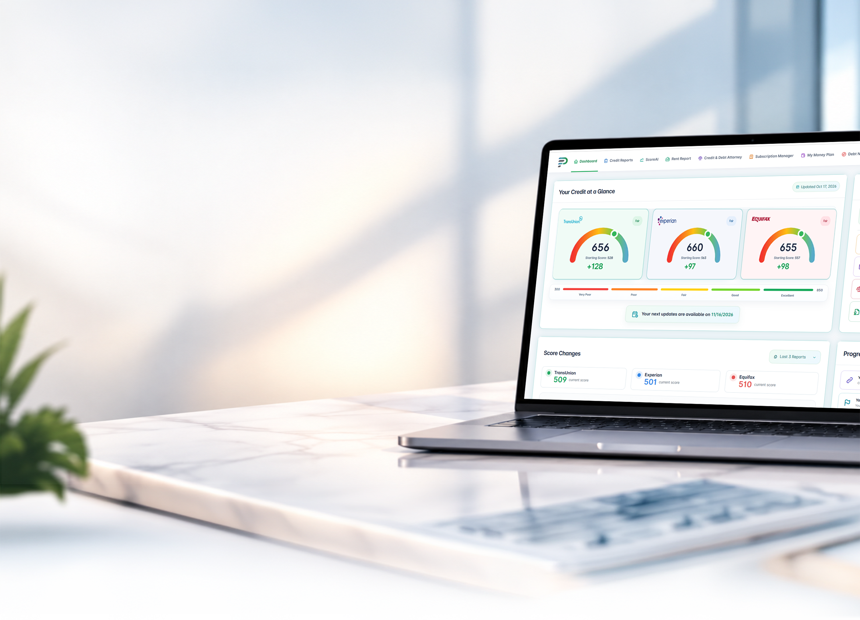 FreedomWealth dashboard shown on a laptop