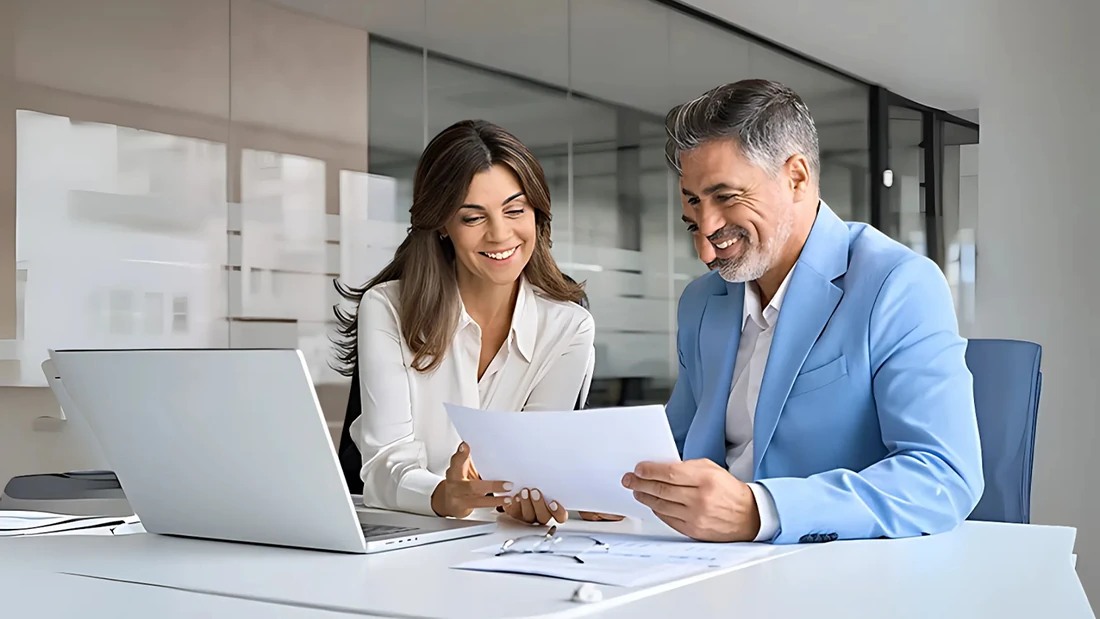 Financial professionals reviewing a plan